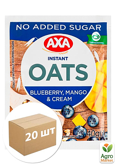 Каша овсяная (сливки, манго и голубика) без сахара ТМ "AXA" 40г упаковка 20 шт2