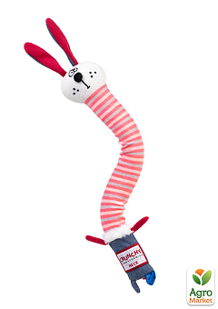 Игрушка для собак Заяц с хрустящей шеей и пищалкой GiGwi Crunchy, текстиль, пластик, 28 см (75516)2