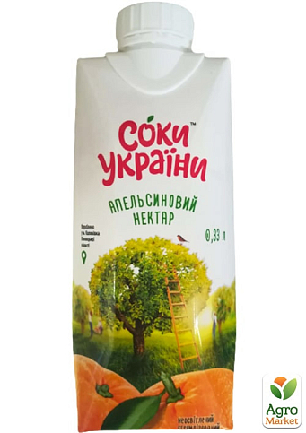 Апельсиновый нектар ТМ "Соки Украины" 0,33л упаковка 18 шт - фото 2