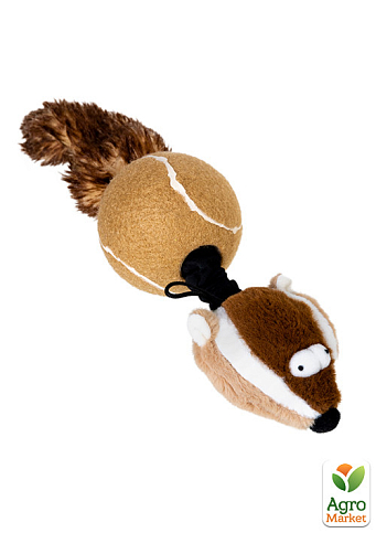 Игрушка для собак Барсук с 2 пищалками GiGwi Catch&fetch, искусственный мех, теннисная резина, веревка, 32 см (75075)