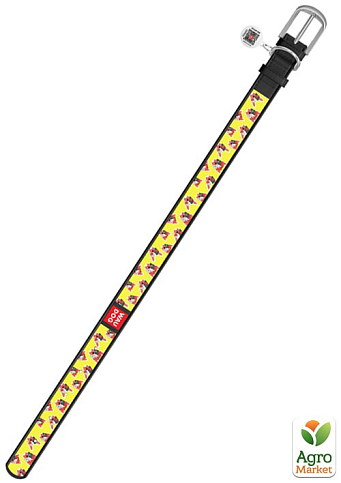 Ошейник WAUDOG Design с рисунком "Француз", премиум кожа, металлическая пряжка (ширина 20 мм, длина 30-39 см) черный (0020-0015-01) - фото 2