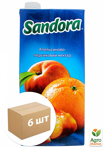 Нектар апельсиново-персиковий ТМ «Sandora» 2л упаковка 6шт