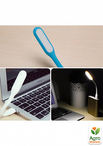 Ліхтарик-лампа для ноутбука та повербанка гнучка USB Led Light синій - фото 2