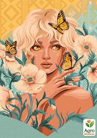 Картина по номерам - Девушка с бабочками  Идейка KHO2542