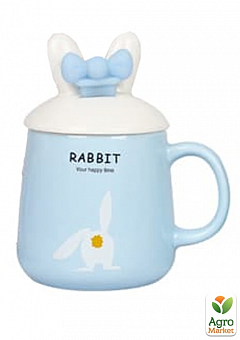 Чашка с крышкой и ложкой Кролик голубой 360мл (20622)2