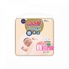Підгузки GOO.N Premium Soft для новонароджених до 5 кг (1(NB), на липучках, унісекс, 20 шт)1