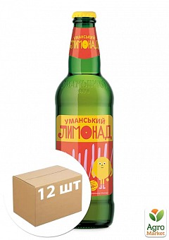 Безалкогольний сильногазований напій "Лімонад" ТМ «Уманський Лимонад» (скло) 0.5 л упаковка 12шт2