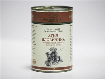 Корм консервированный Хубертус Гольд консервы для щенков Ягненок, пастернак и репа  400 г (1132120)