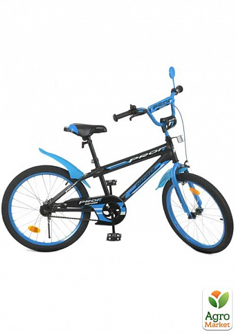 Велосипед дитячий PROF1 20д.  Inspirer, SKD75,ліхтар,дзвінок,дзеркало,пiднiжка,чорно-синій (Y20323-1)
