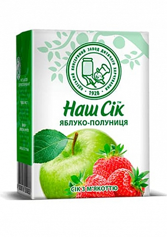 Нектар з яблук та полуниці ОКЗДП Одеський ТВА 0,2 л упаковка 27 шт