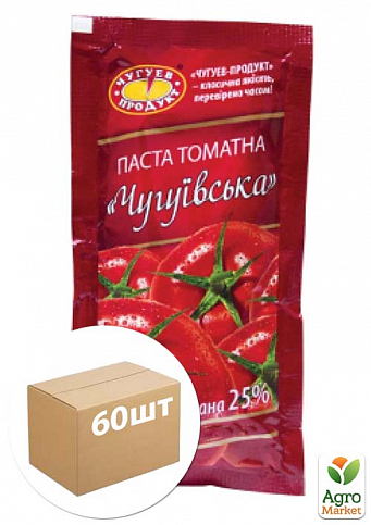 Томатна паста 25% (дой пак) "Чугуїв" 140гр упаковка 60шт