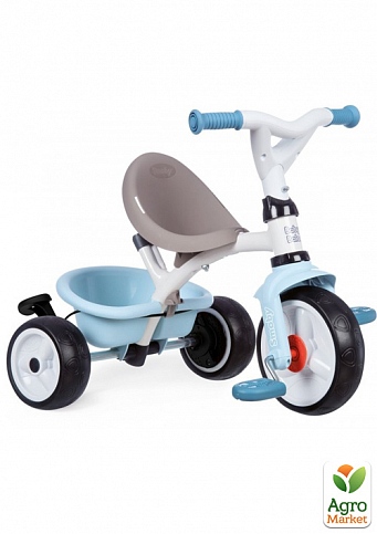Детский металлический велосипед с козырьком, багажником и сумкой, голубой, 66х49х100 см, 10 мес. Smoby Toys - фото 2
