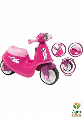 Скутер, розовый, 18 мес. Smoby Toys - фото 2