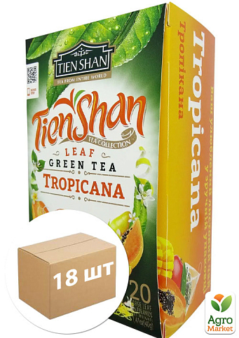 Чай зеленый (Тропикана) пачка ТМ "Тянь-Шань" 20 пирамидок упаковка 18шт