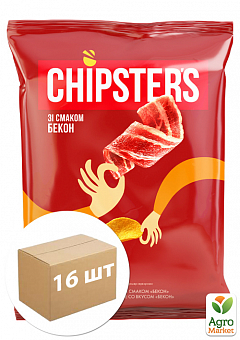 Чіпси натуральні Бекон 130 г ТМ «CHIPSTER'S» упаковка 16 шт1