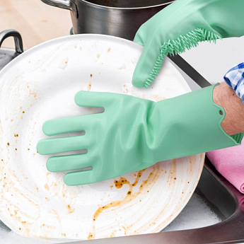 Силіконові рукавички для миття посуду SKL32-152838 - фото 2