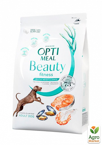 Сухой беззерновой полнорационный корм для взрослых собак Optimeal Beauty Fitness на основе морепродуктов 1.5 кг (3673810)