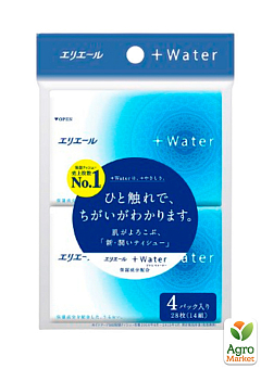 Платочки бумажные увлажняющие elleair +WATER с глицерином и молекулами воды (4 карманные уп.*14 шт)1
