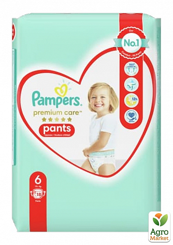 PAMPERS Дитячі одноразові трусики-підгузки Premium Care Pants Extra Large (15+ кг) Упаковка 18