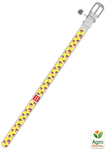 Ошейник WAUDOG Design с рисунком "Француз", премиум кожа, металлическая пряжка (ширина 25 мм, длина 38-49 см) белый (0025-0015-15) - фото 2