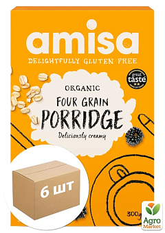Каша 4 злаки Organic без глютена TM "Amisa" 300 г упаковка 6 шт 2