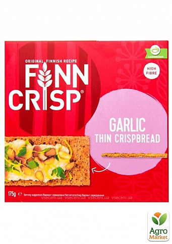 Сухарики ржаные (с чесноком) Garlic ТМ "Finn Crisp" 175г упаковка 9шт - фото 2