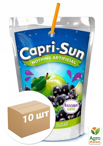 Сок No Added Sugar Blackcurrant & Apple (Черная смородина и яблоко с  подсластителеи) ТМ "Capri Sun" 0.2л упаковка 10шт