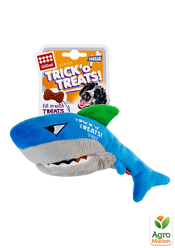 Іграшка для собак Акула для ласощів з пищалкою GiGwi Basic, текстиль, 30 см (75049) - фото 2