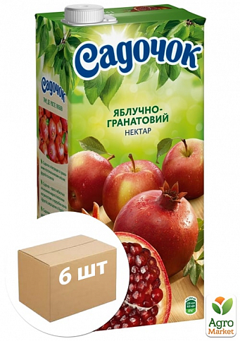 Нектар яблочно-гранатовый ТМ "Садочок" 1,93л упаковка 6шт