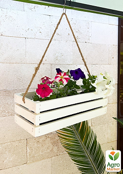 Ящик дерев'яний для зберігання декору та квітів "Франческа" довжина 44см, ширина 17см, висота 13см. (білий з довгою ручкою)2