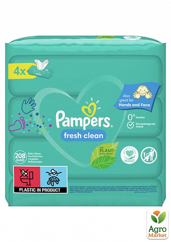 PAMPERS Детские влажные салфетки Fresh Clean 4х52 шт