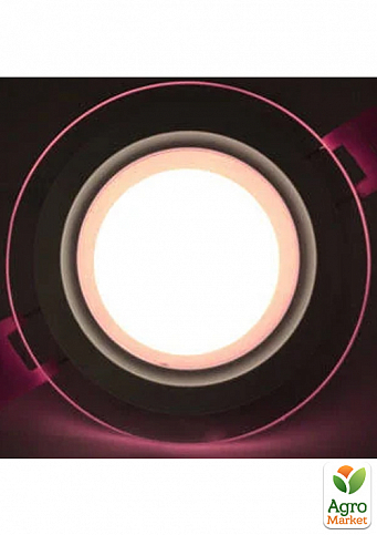 LED панель Lemanso LM1037 Сяйво 9W 720Lm 4500K + розовый 85-265V / круг + стекло (336109)
