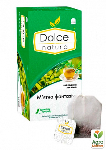 Чай Мятная фантазия (зеленый мелкий с мятой) ТМ "Dolce Natura" 25 пакетиков по 2г упаковка 12шт - фото 2
