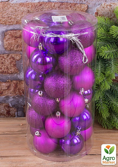 Набір ялинкових кульок гліттер/мат/глянець 6 см 30 шт. Фіолетовий (1185-11)1