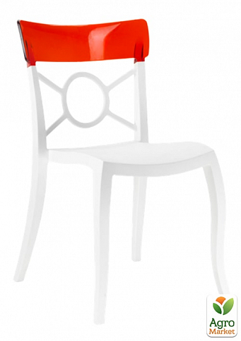Стілець Papatya Opera-S сидіння біле, верх прозоро-темно-червоний (2228)