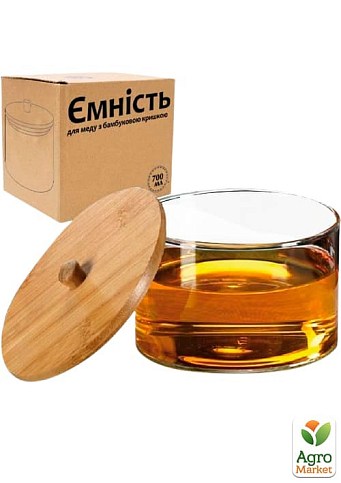 Ємність для меду з бамбуковою кришкою 700мл (32248)