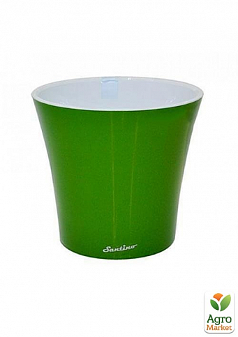 Вазон двойное дно "Arte зеленый" ТМ "Santino" высота 10.5см, диаметр 11см, 0.6л
