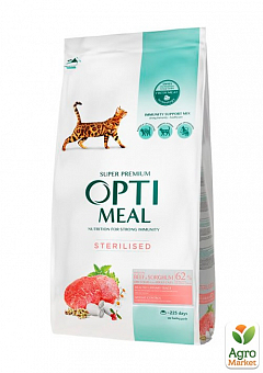 Сухий повнораційний корм для стерилізованих кішок та кастрованих котів Optimeal з високим вмістом яловичини та сорго 10 кг (3396040)1
