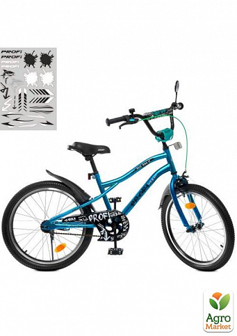 Велосипед детский PROF1 20д. Urban,SKD45,фонарь,звонок,зеркало,подножка,бирюзовый (Y20253S)