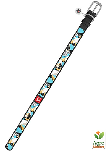 Ошейник WAUDOG Design с рисунком "Абстракция", премиум кожа, металлическая пряжка (ширина 12 мм, длина 21-29 см) черный (0013-0018-01) - фото 2
