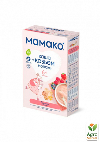 Каша молочная 7 злаков с ягодами на козьем молоке Мамако, 200г