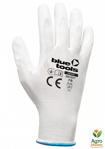 Стрейчевые перчатки с полиуретановым покрытием BLUETOOLS Sensitive (7"/S) (220-2217-07-IND)