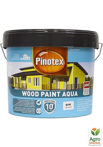 Краска для деревянных фасадов Pinotex Wood Paint Aqua Белый 9 л