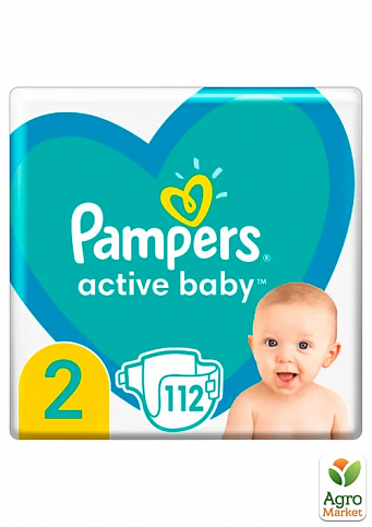 PAMPERS Детские одноразовые подгузники Active Baby Размер 2 Mini (4-8 кг) Джайнт Плюс Упаковка 112 шт