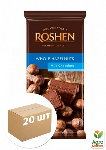 Шоколад молочний (горіх) ТМ "Roshen" 90г упаковка 20шт