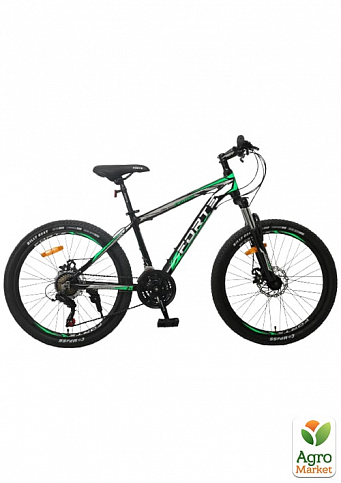 Велосипед FORTE FIGHTER розмір рами 15" розмір коліс 24" дюйми чорно-зелений (117109)