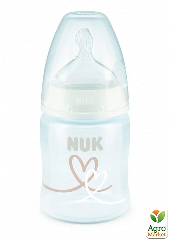 Бутылочка FirstChoice пластик 150 мл NUK / соска силиконовая 0-6 месяцев / температурный контроль Сердца