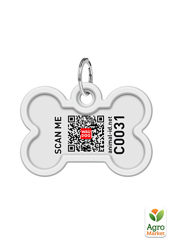 Адресник для собак и кошек металлический WAUDOG Smart ID с QR паспортом, рисунок "Французский бульдог", кость, Д 40 мм, Ш 28 мм - фото 2