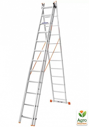 Лестница алюминиевая 3-х секционная BLUETOOLS (3х12 ступеней) (160-9312)