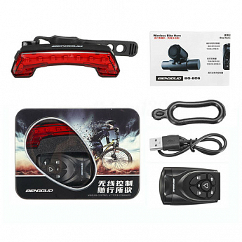 Велофонар BG-806-11SMD (red), ЗУ micro USB, вбудований акумулятор, дзвінок + поворотники - фото 3